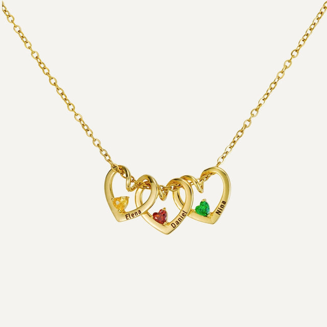 Personalized Birthstone Name Engraved Heart Necklace
