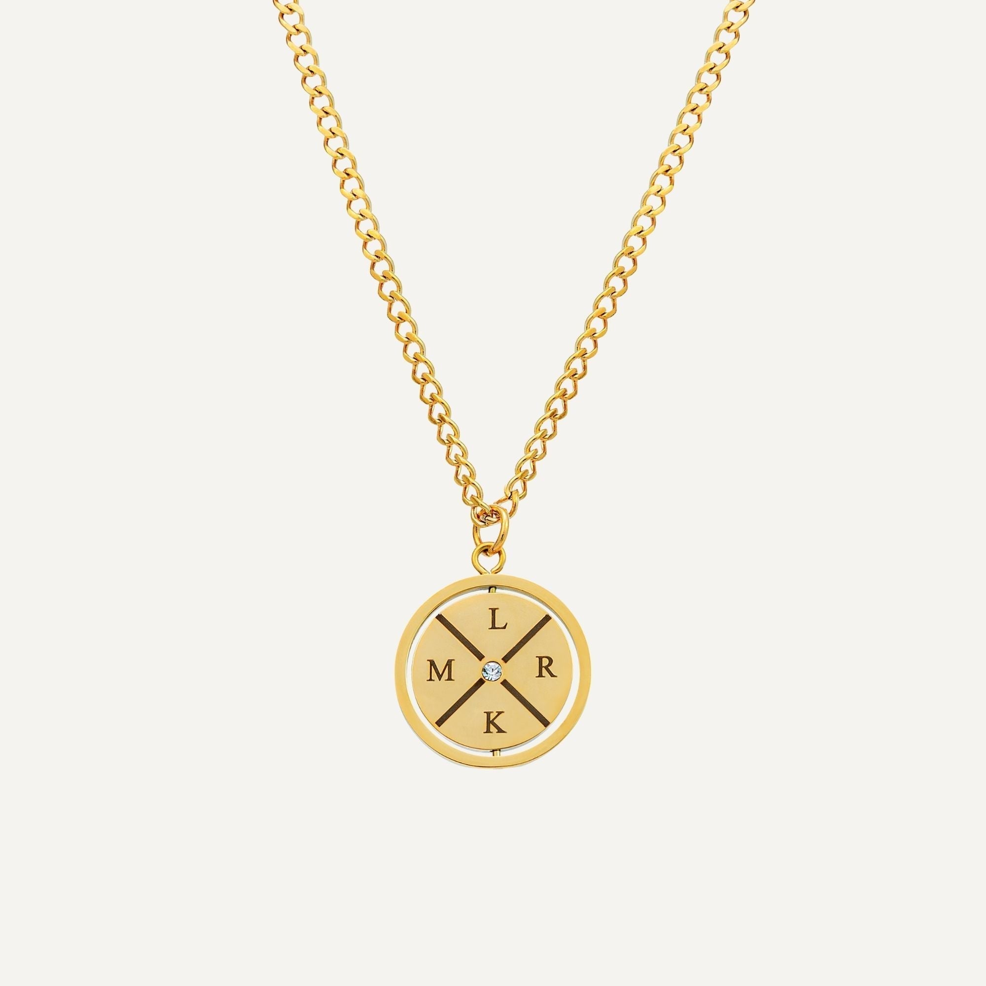 Custom Engraved Compass Necklace With Zircon