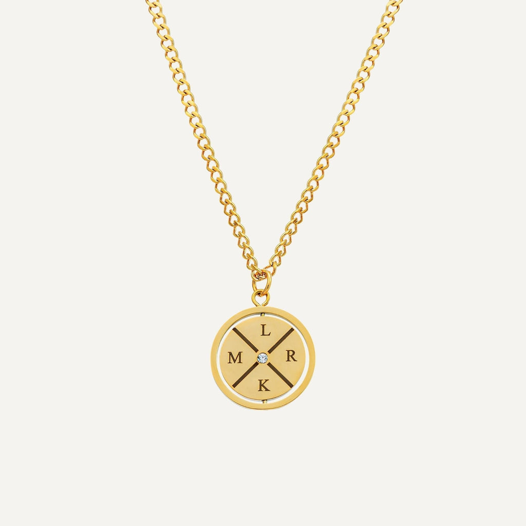 Custom Engraved Compass Necklace With Zircon