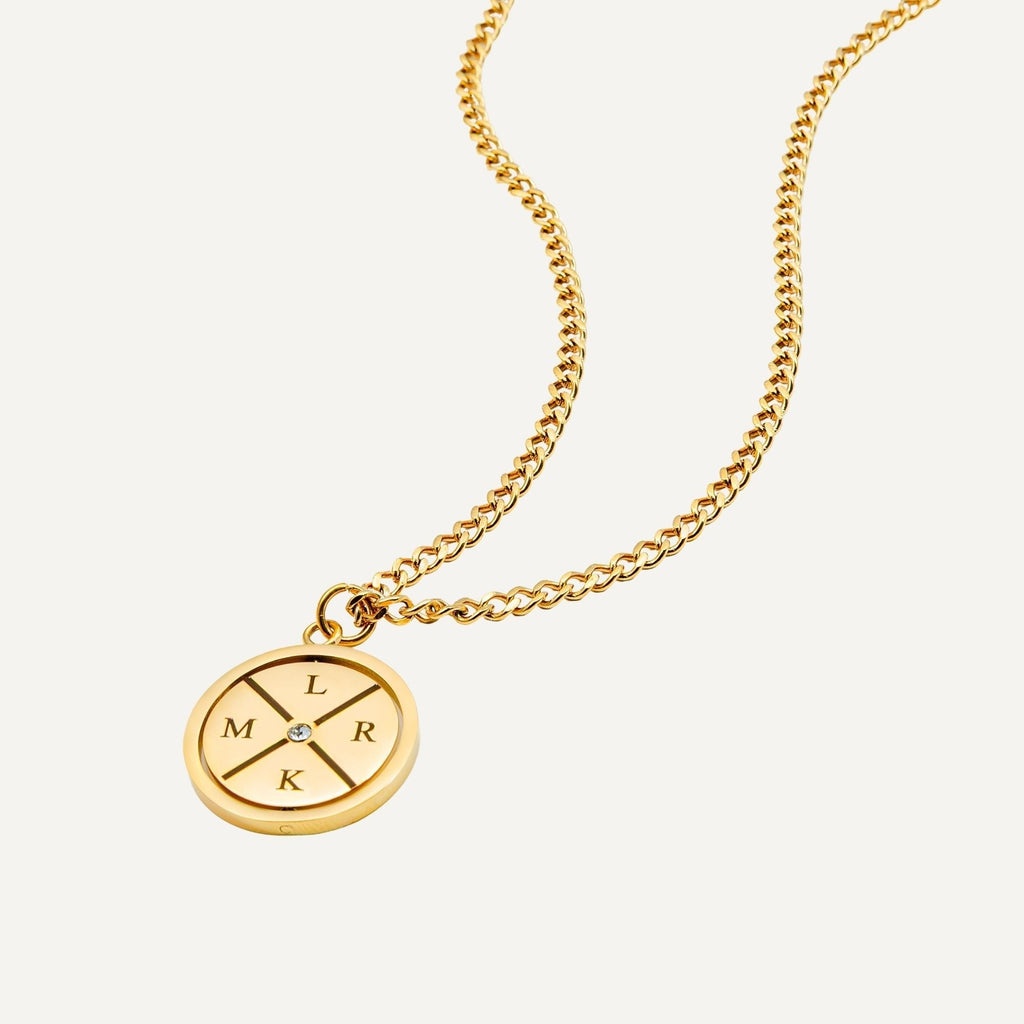Custom Engraved Compass Necklace With Zircon