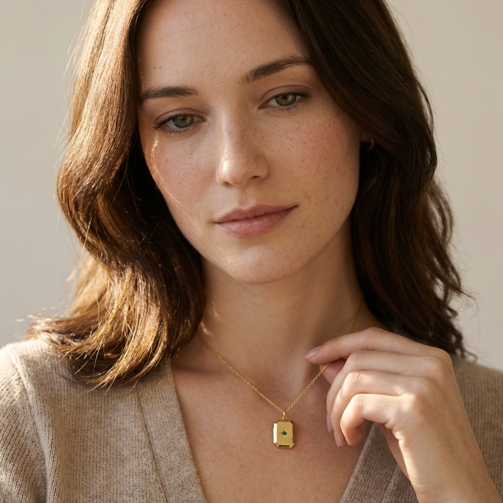 Locket Necklace with Birthstone