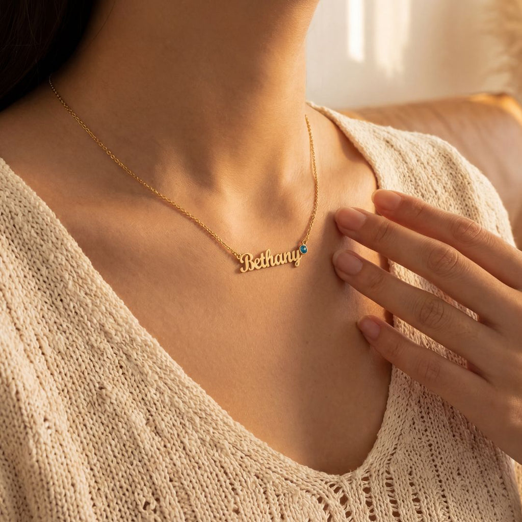 Customized Name Necklace with Birthstone