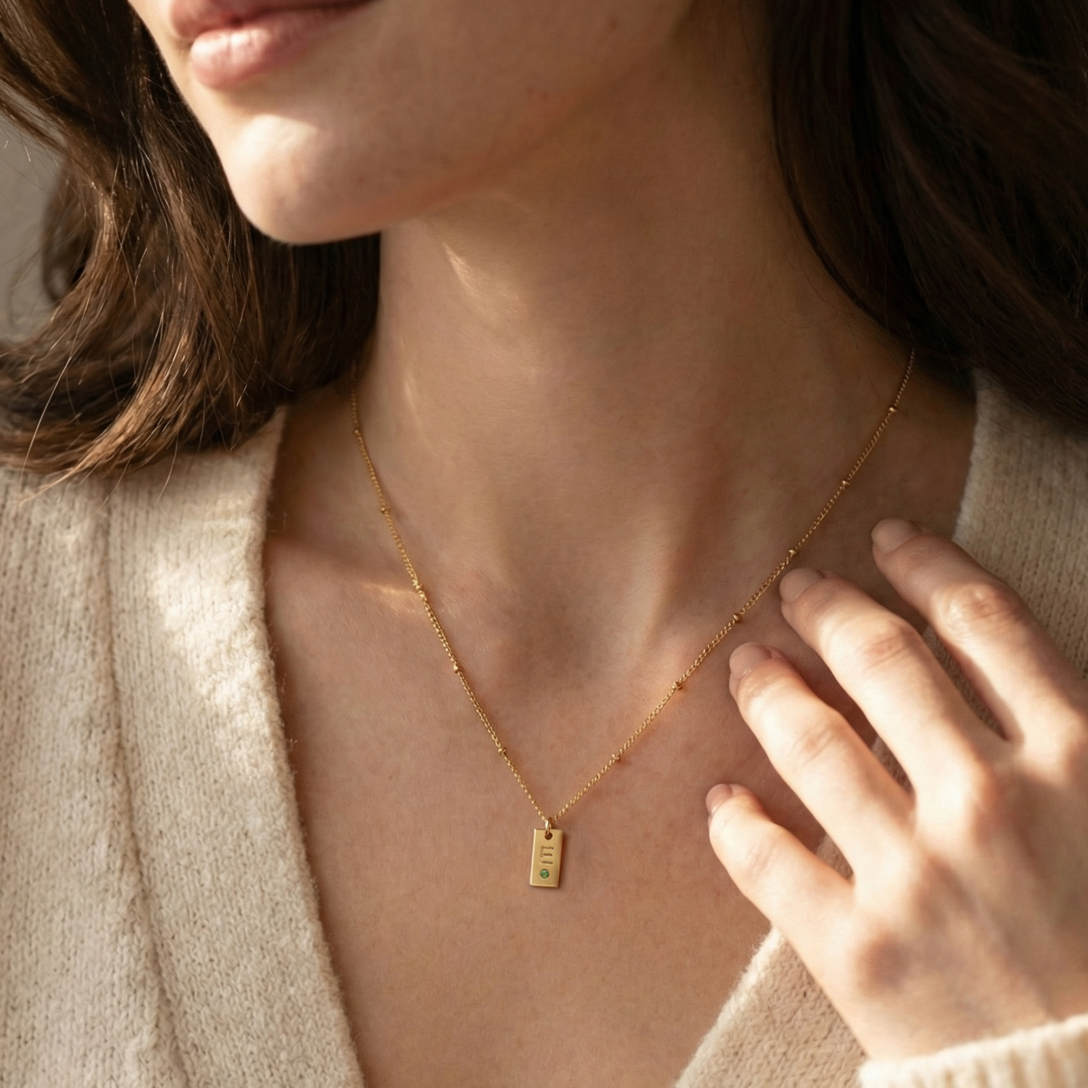 New Mom - Tag Birthstone Necklace