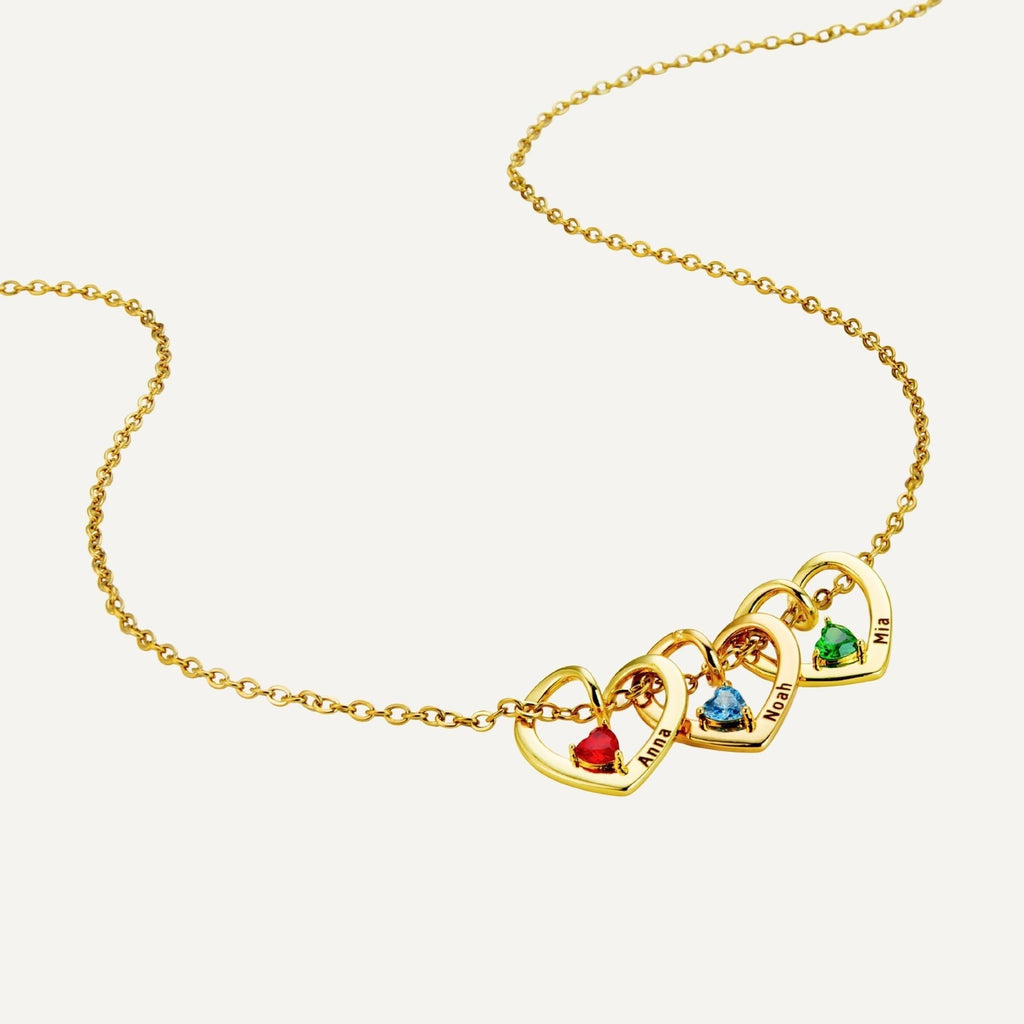 Personalized Birthstone Name Engraved Heart Necklace