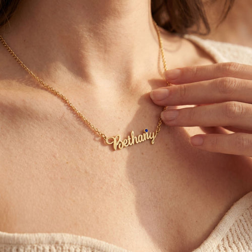 Customized Name Necklace with Birthstone