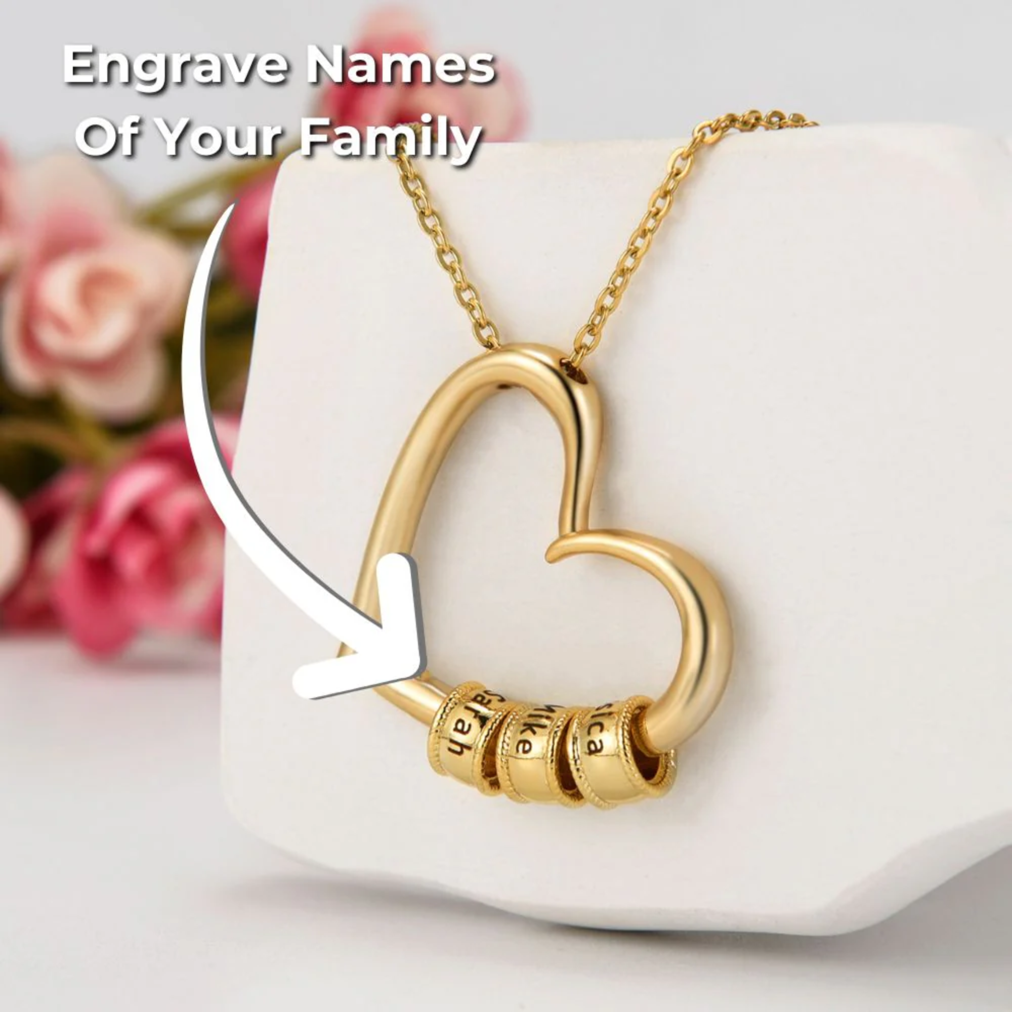 To My Wife - Engraved Family’s Heart Necklace