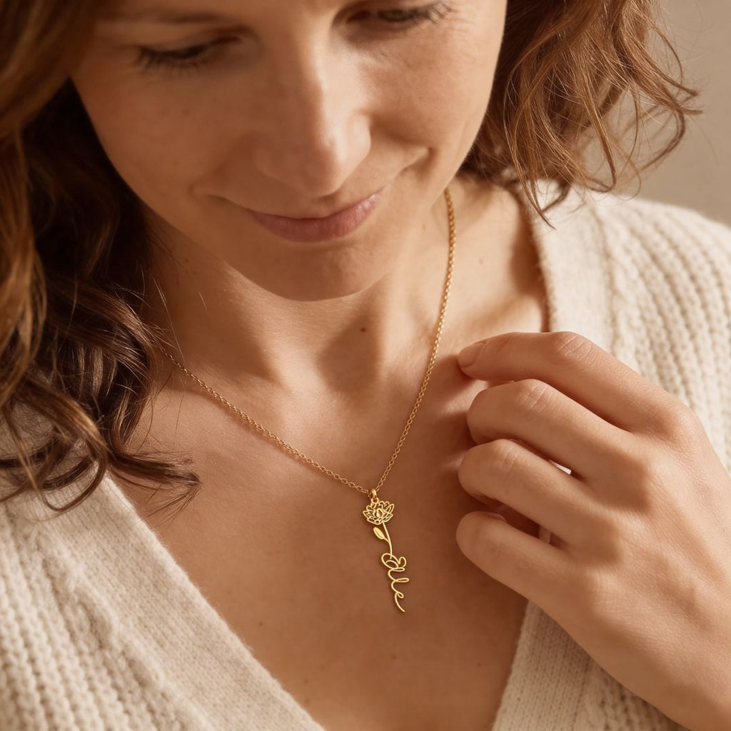 Custom Birth Flower Necklace