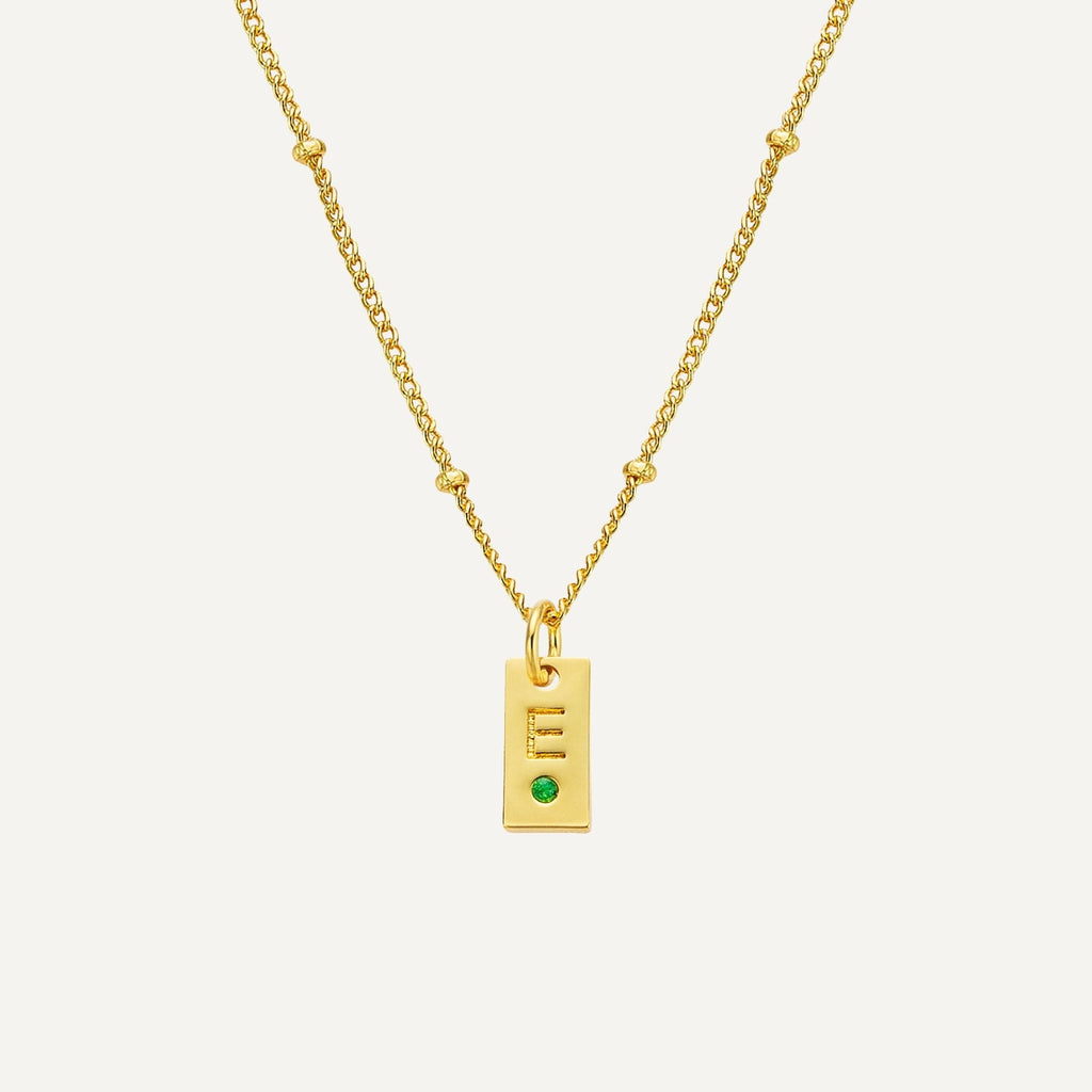 New Mom - Tag Birthstone Necklace