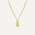Tag Initial Necklace with Birthstone