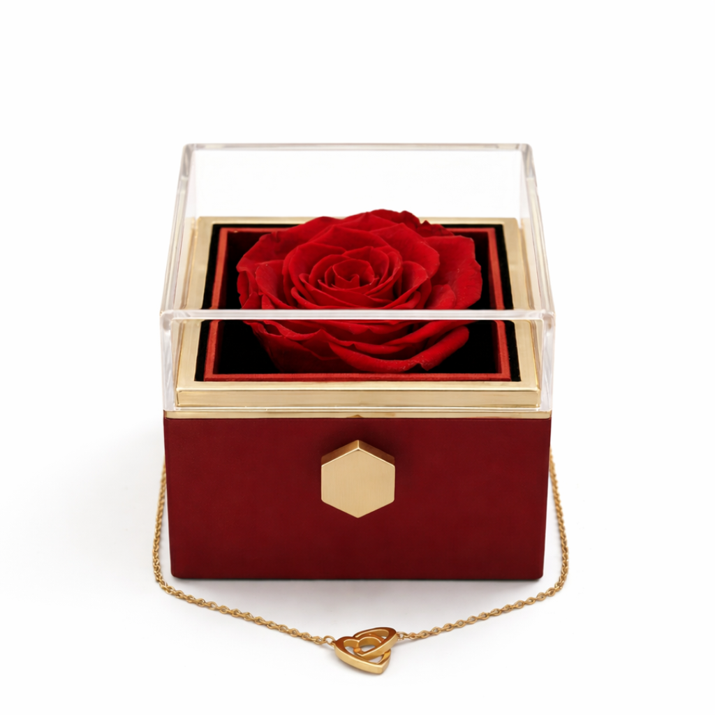 Eternal Rose Box - With Personalized Necklace And Real Rose