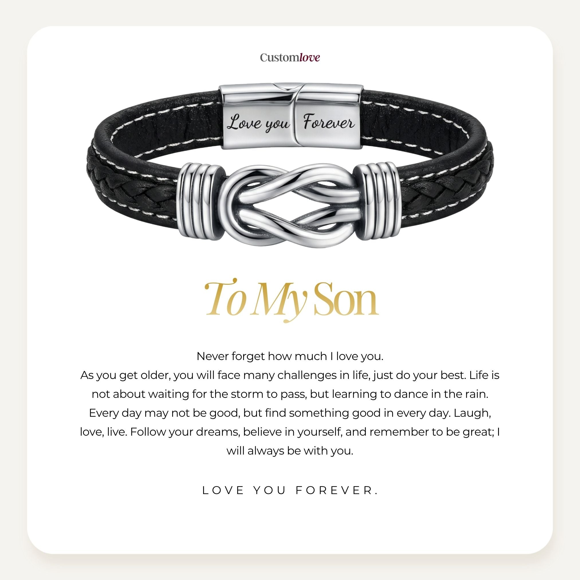 To My Son - Love You Forever - Infinity Linked Bracelet