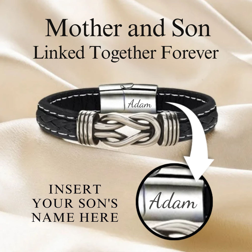 To My Son - Mother and Son Forever Connected - Personalized Infinity Bracelet