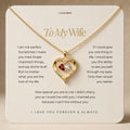 To My Wife - Engraved Heart Necklace With Birthstone