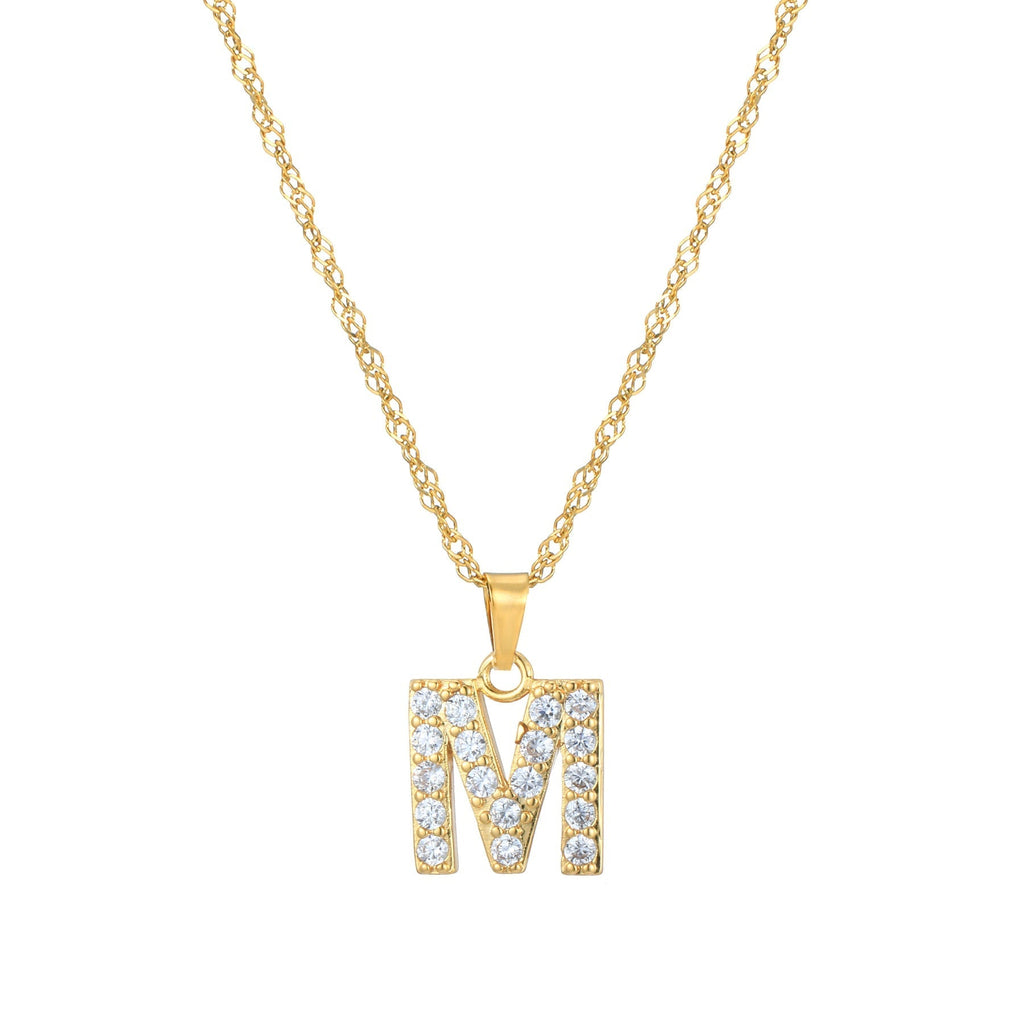 Letter Necklace with Zirconia