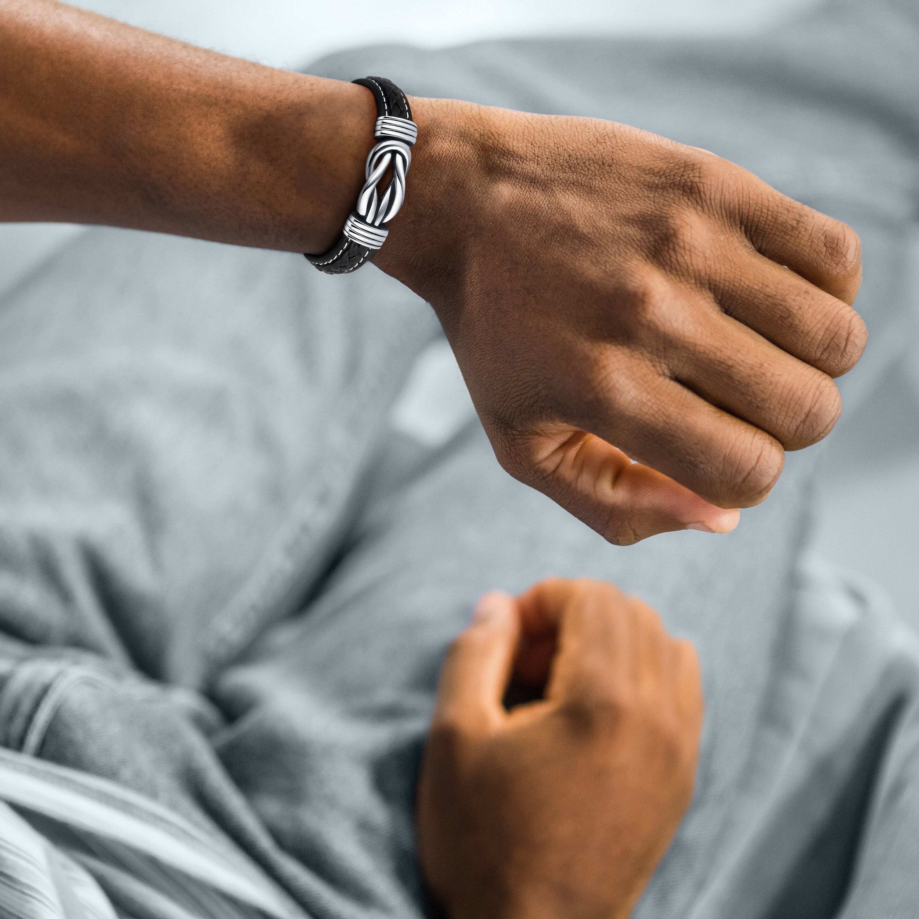 Mother and Son Forever Connected - Leather Infinity Bracelet