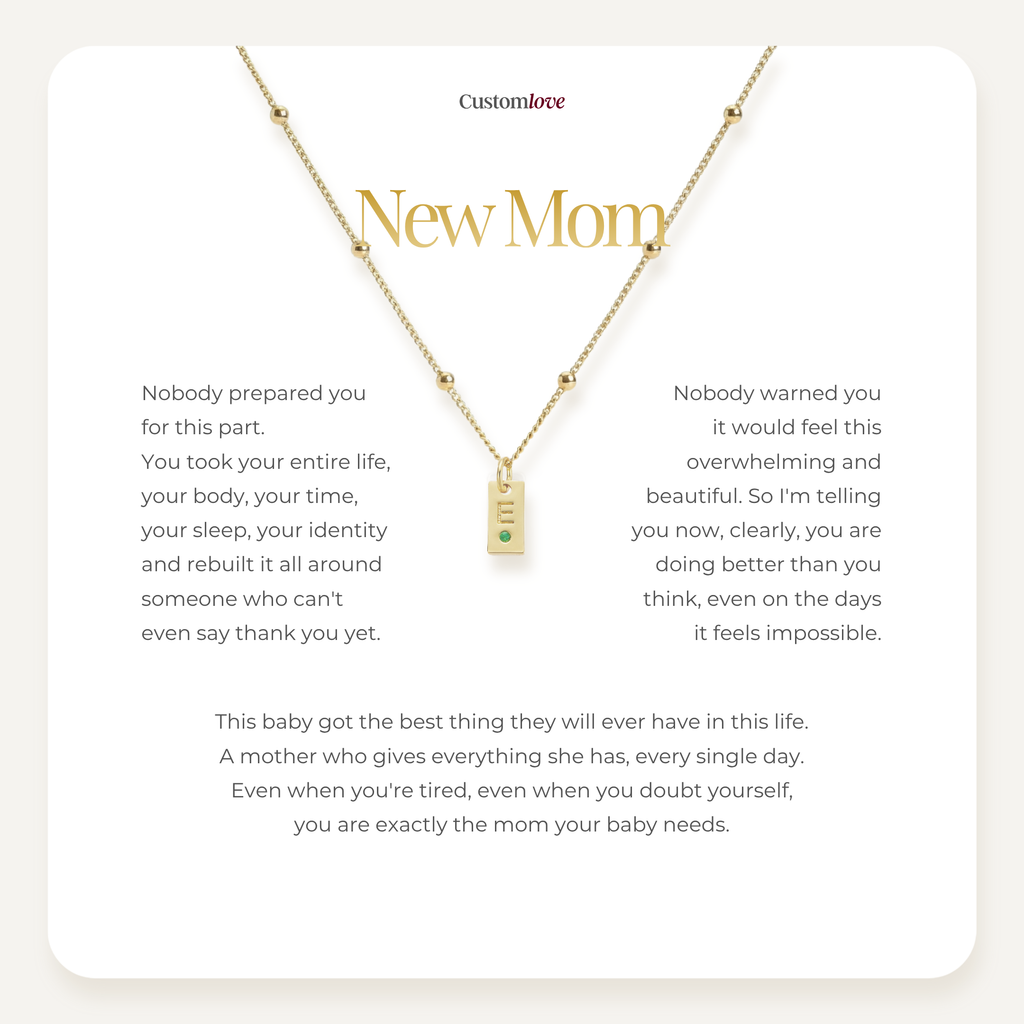 New Mom - Tag Birthstone Necklace