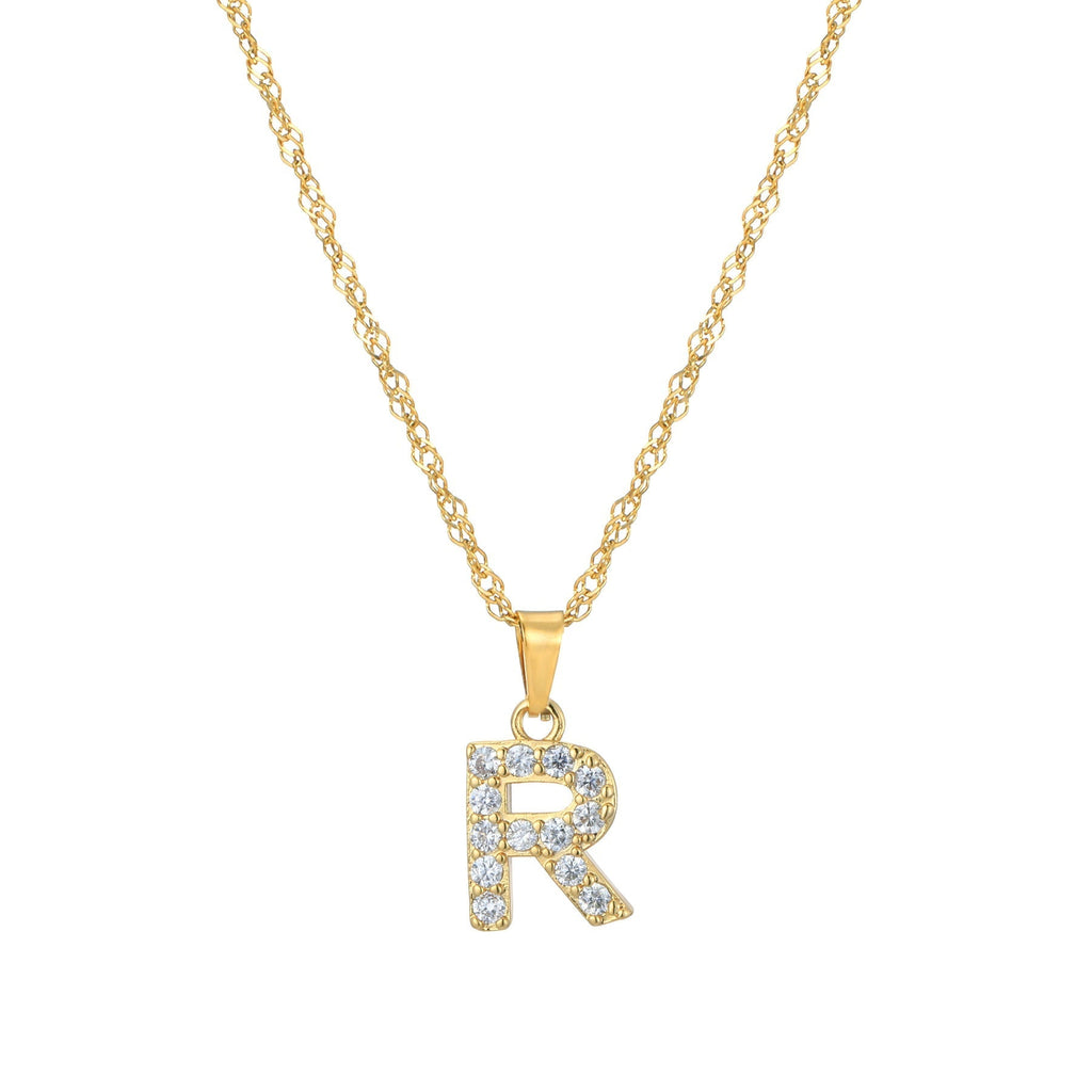 Letter Necklace with Zirconia