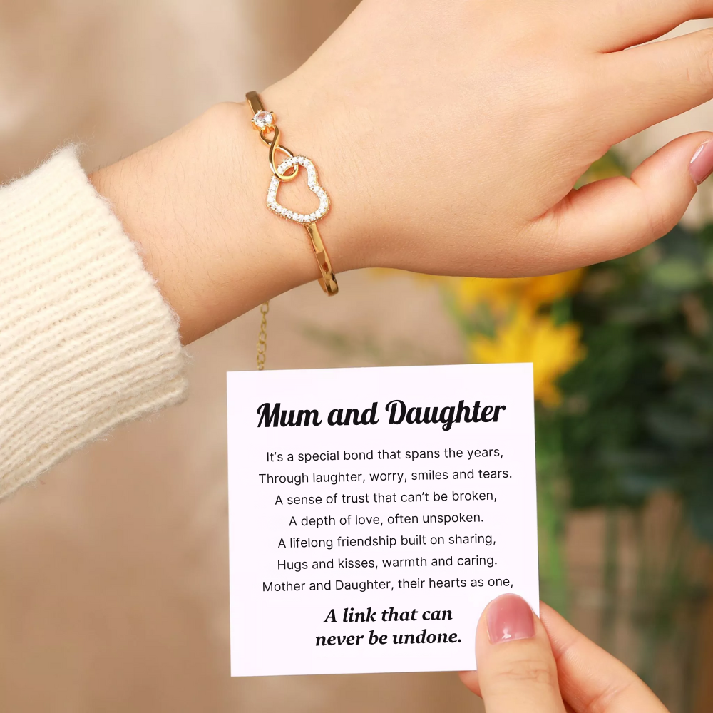 Mum and Daughter - A Link That Can Never Be Undone - Infinity Heart Bracelet with Luxury Box