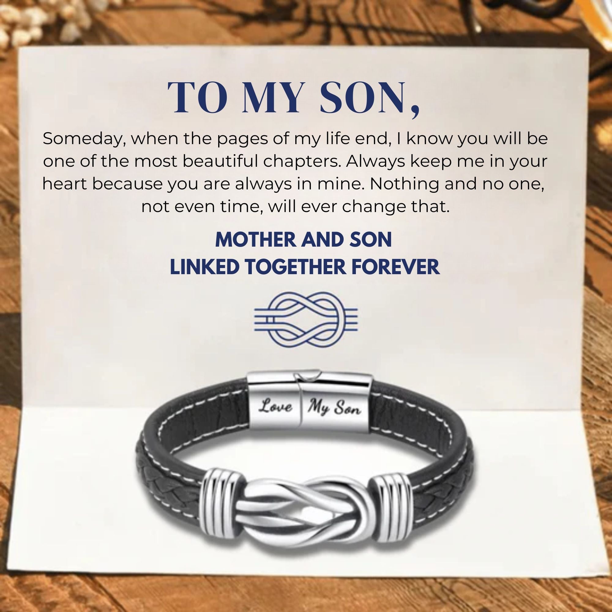 Mother and Son Forever Connected - Leather Infinity Bracelet