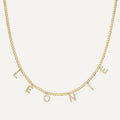 Personalized Zircon Letter Necklace - Cuban Chain Style