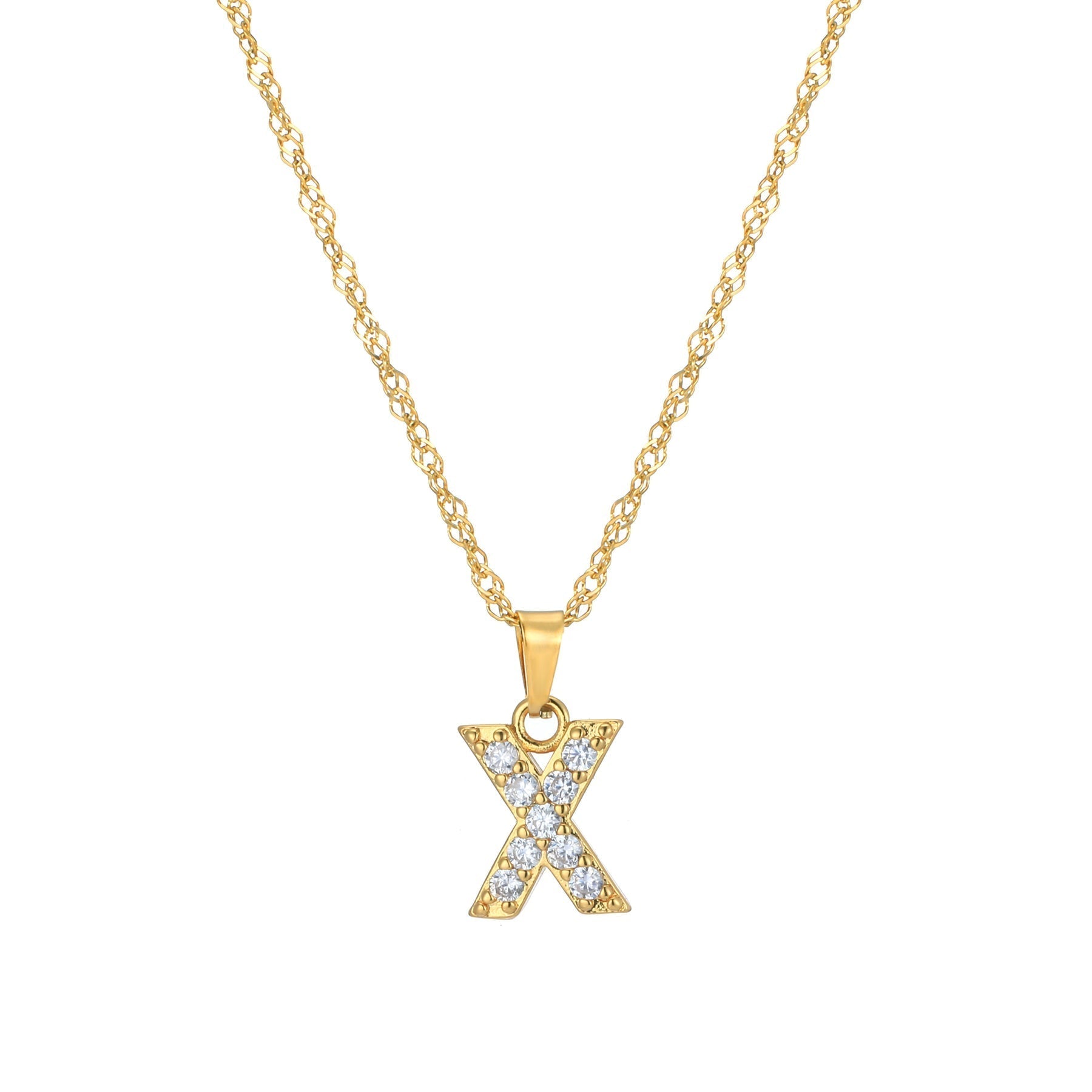 Letter Necklace with Zirconia