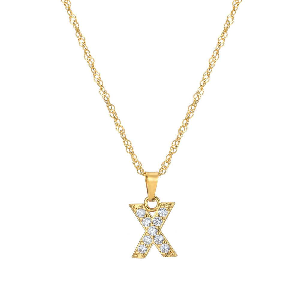 Letter Necklace with Zirconia