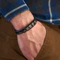 Aan Mijn Papa - Gegraveerde Zwarte Kralen Leren Armband - CustomLove.nl