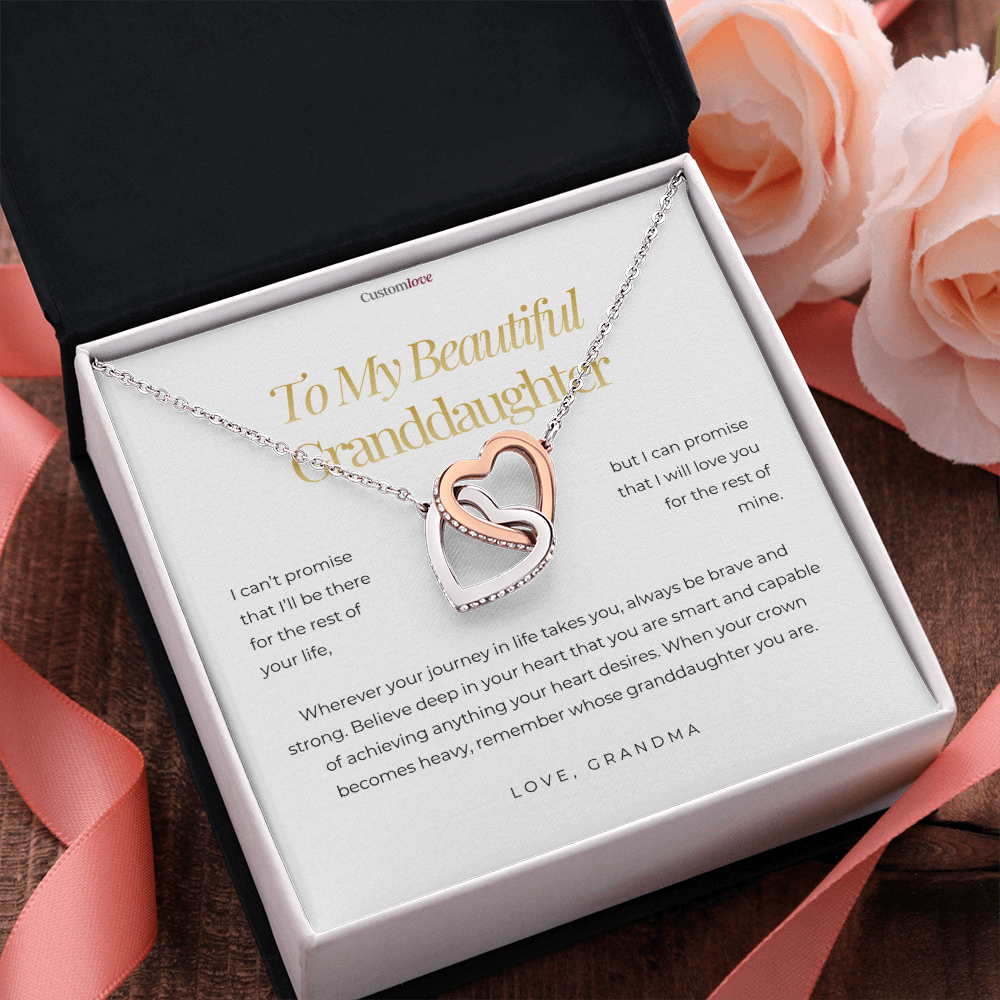 To My Granddaughter -  Interlocking Hearts Necklace - From Grandma